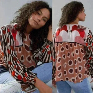 Anthropologie Bl-nk London Miranda Peasant Blouse Size XSP NWT